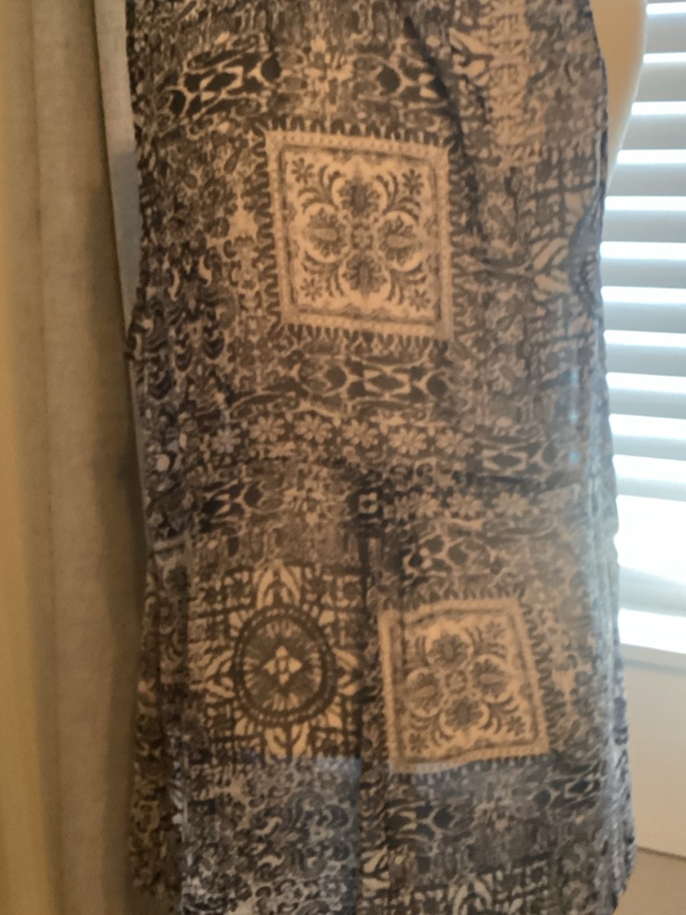 Susan Graver Black and Cream Printed Open Front Drape Vest - Picture 4 of 5